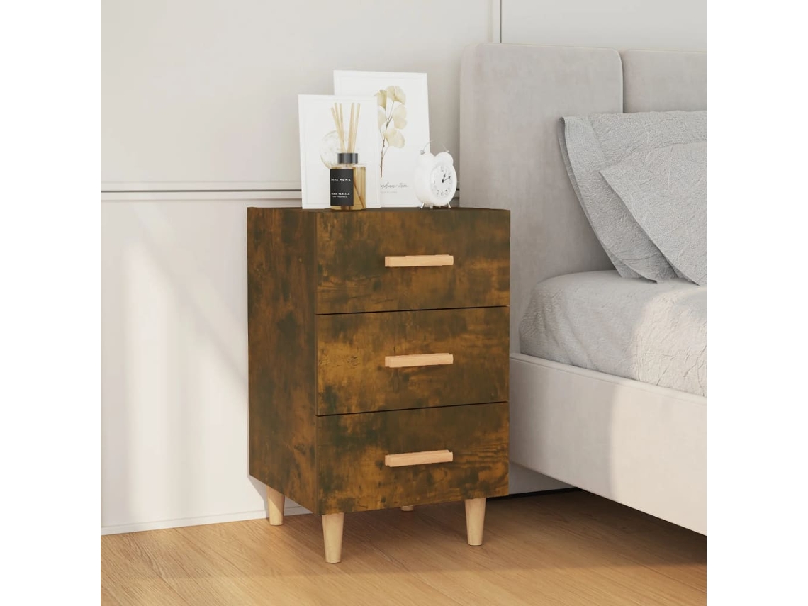 Mesita de Noche 40X40X66 Cm Madera Procesada Roble Ahumado
