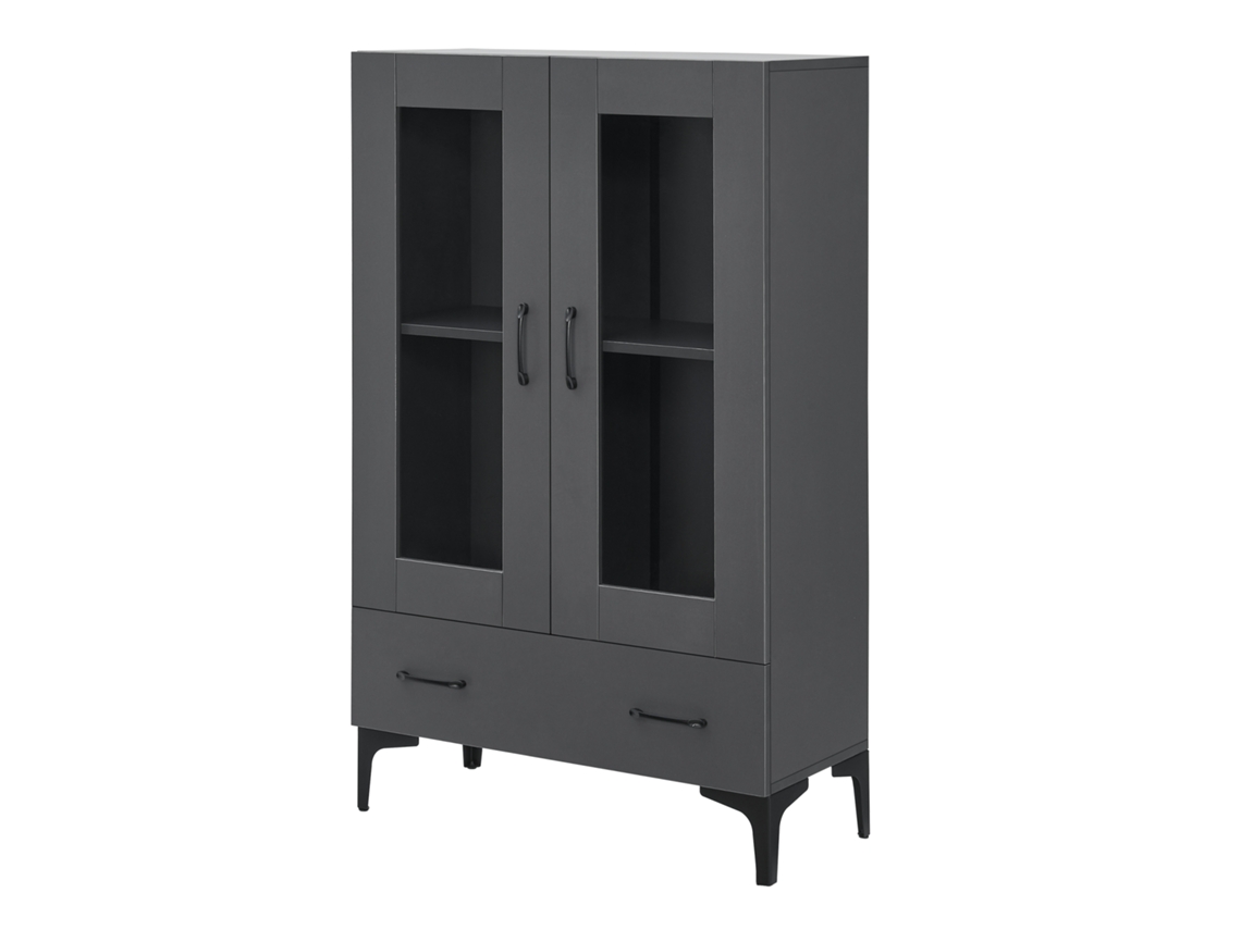Vitrina Søndersø con 2 puertas estante cristal y aglomerado 115 x 70 x 31 cm - Gris oscuro y Negro [EN.CASA]