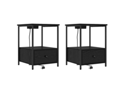 Maison Exclusive - Armario De Noche Con Cajón 2 Pcs Roble Negro 42 X 41 X 56 Cm