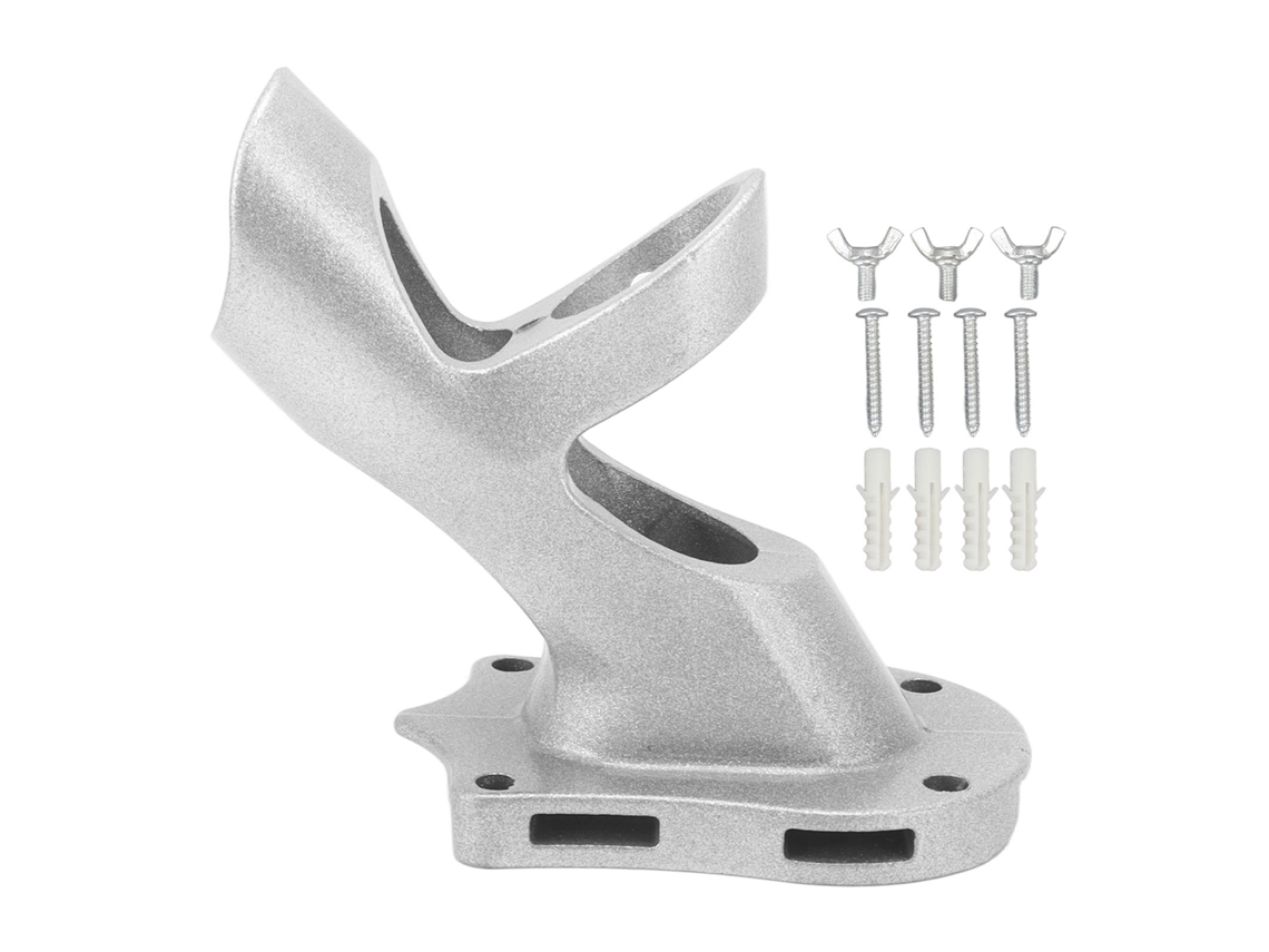 Portabanderas de aluminio ajustable a 45° con superficie antideslizante y 3 orificios - Plateado