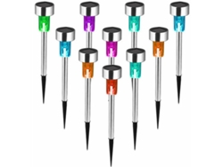 Luces Led Exteriores Impermeables De Acero Inoxidable Para Jardín, Césped Y Caminos (10 Unidades) (multicolor)