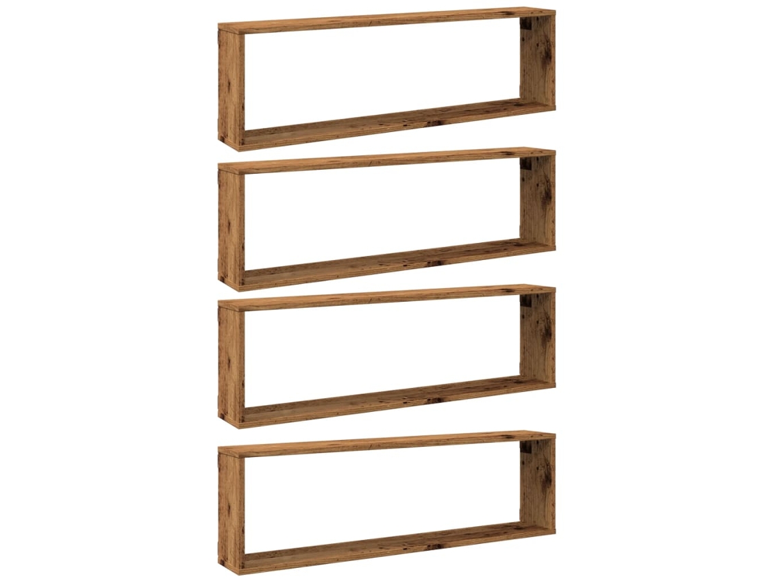 Maison Exclusive - Estantes Cubo De Pared 4 Uds Madera Envejecida 100x15x30 Cm