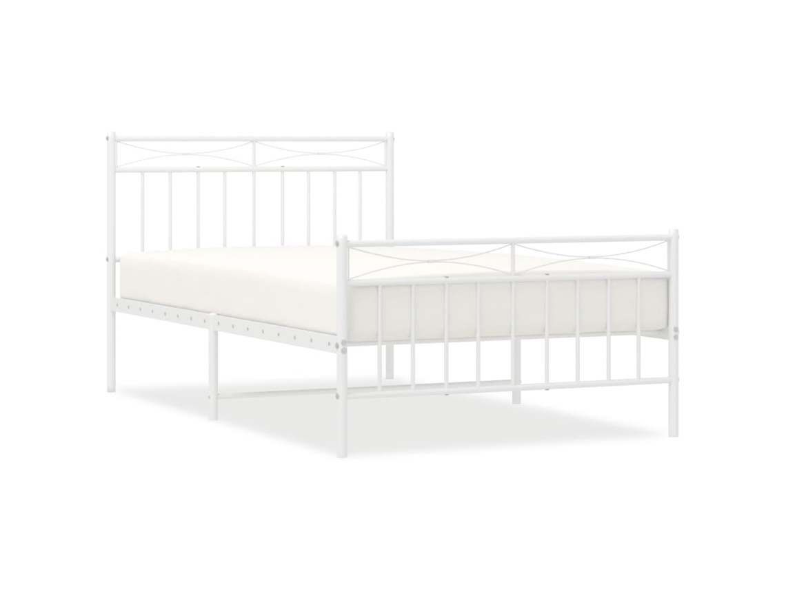 Maison Exclusive - Estructura Cama Sin Colchón Con Estribo Metal Blanco 107x203 Cm