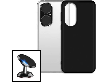 Kit Carcasa y Soporte Magnético Huawei P50 Pro PHONECARE Silicona Negro