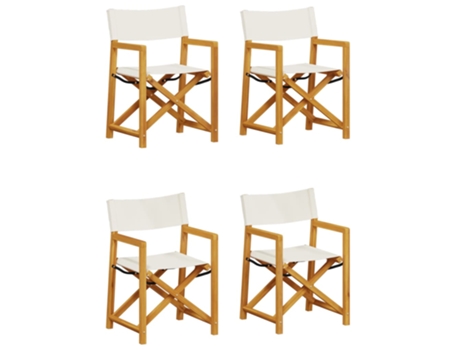 Conjunto 4 Sillas de jardín plegables VIDAXL tela blanco crema