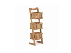 Estantería de baño Relaxdays de bambú, 3 cestas, asa de transporte, organizador, resistente al agua, decorativa.