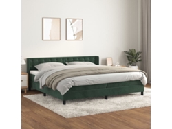 Cama Box Spring Con Colchón Terciopelo Verde Oscuro 200x200 Cm