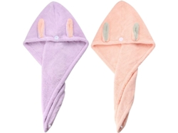 Toalla De Microfibra Para El Cabello, Turbante Para Secar Cabello Largo Y Grueso, Paquete De 2 (rosa Y Morado).