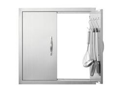 Puerta de acceso de acero inoxidable de 610 x 610 mm con cerradura magnética para cocina exterior Tekmaquinas