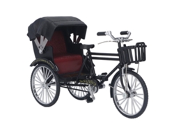 Ats-modelo De Rickshaw Retro De Aleación Con 3 Ruedas, Ornamento De Escritorio Decoratsivo Negro