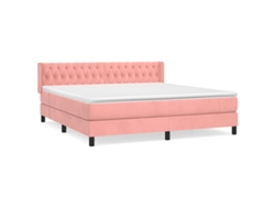 Maison Exclusive - Cama Box Spring Con Colchón Terciopelo Rosa 160x200 Cm