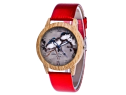 Reloj Casual Hombre De Cuarzo Con Dial Redondo Y Correa De Cuero Pu Rojo