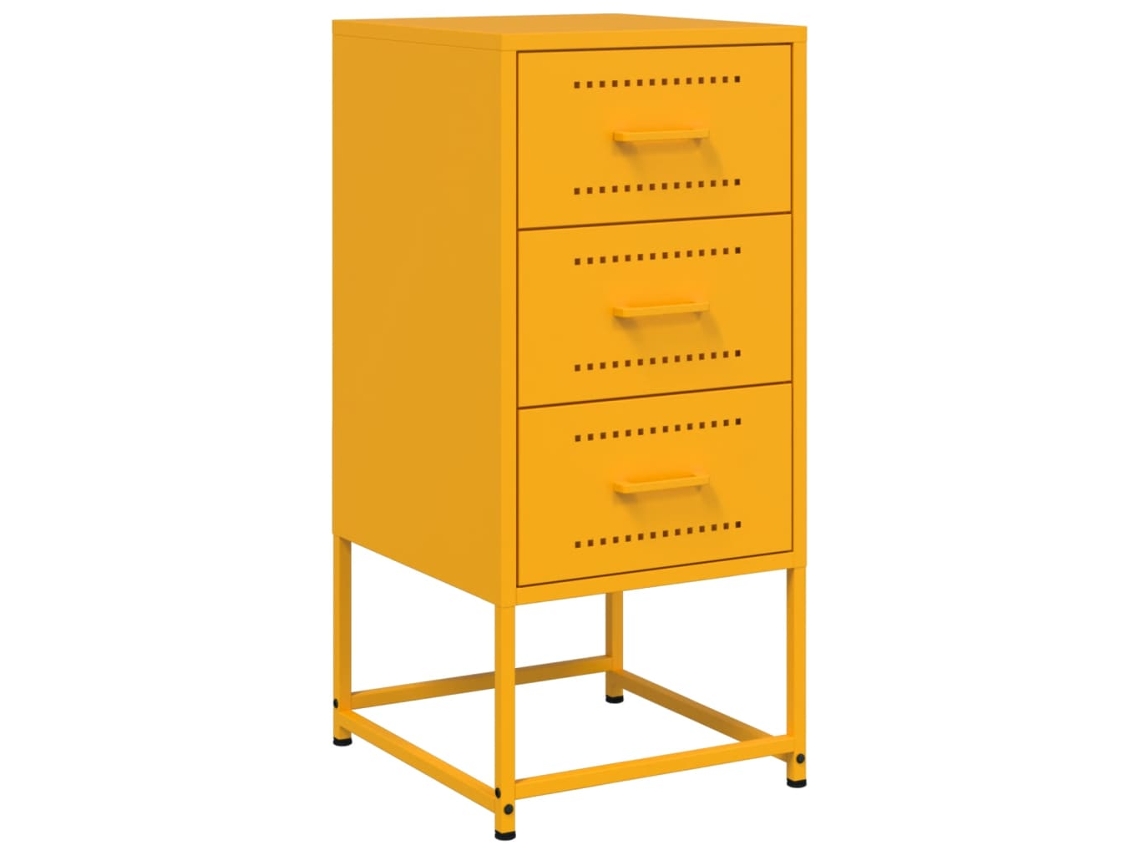 Maison Exclusive - Mesita De Noche Acero Amarillo Mostaza 36x39x78 Cm