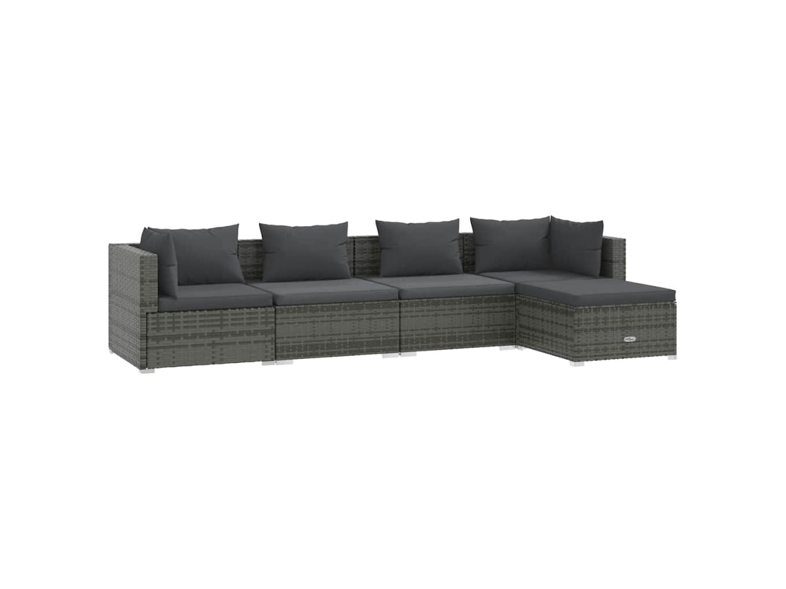 Maison Exclusive - Set De Muebles De Jardín 5 Pzas Y Cojines Ratán Sintético Gris