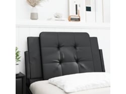 Cabecero De Cama Acolchado Cuero Sintético Negro 90 Cm