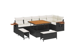 Maison Exclusive - Conjunto De Sofás De Jardín Con Cojín 9 Pcs Negro Y Crema