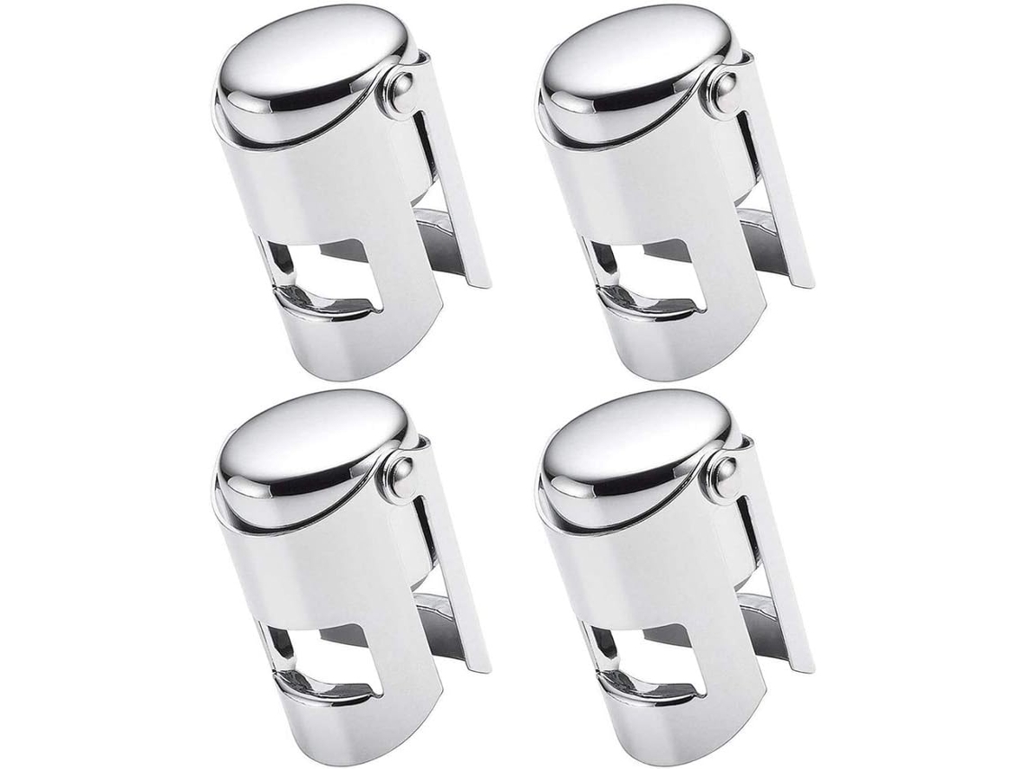 Juego De 4 Tapones De Acero Inoxidable Para Champán