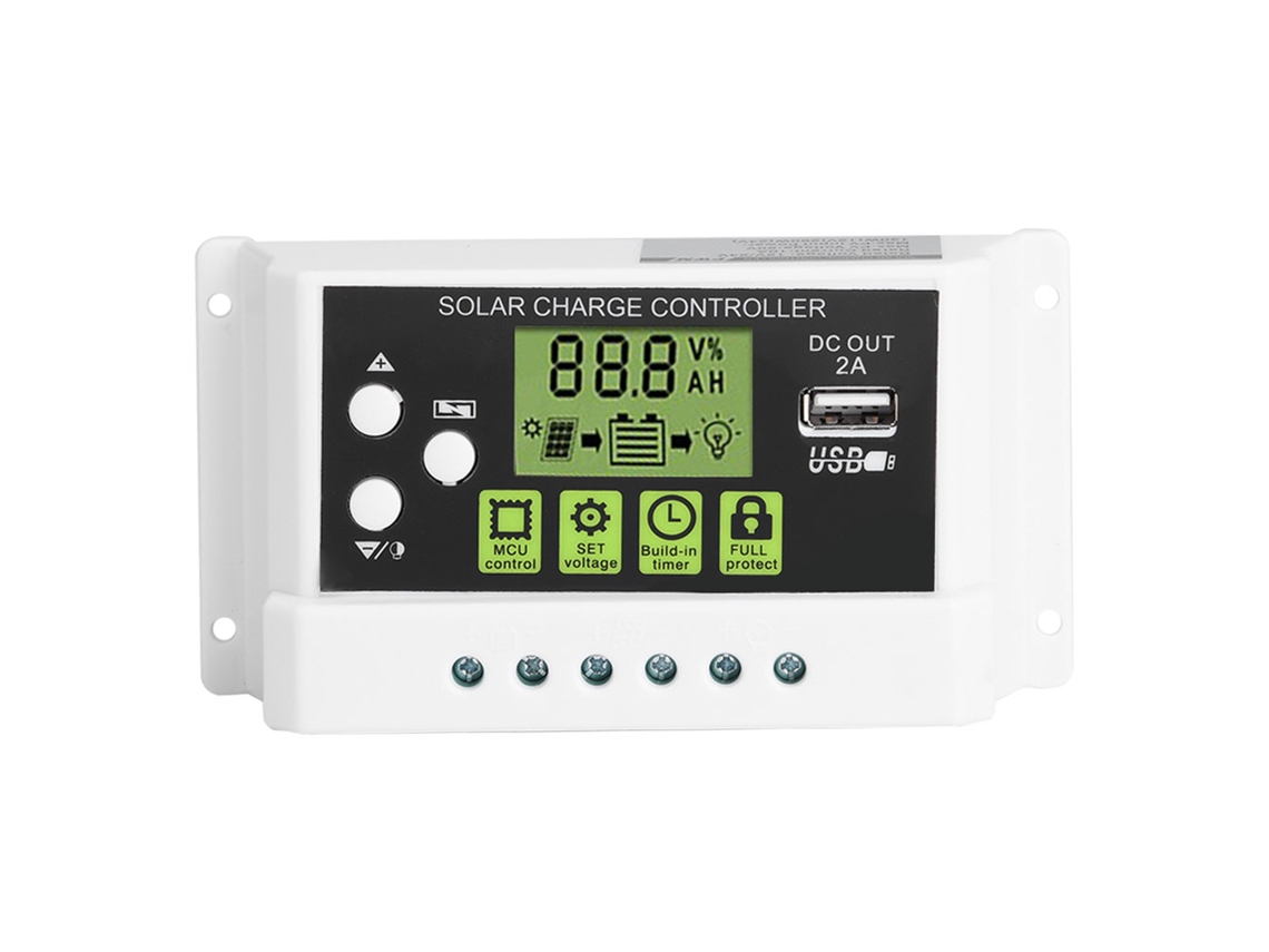 Controlador De Carga Solar Inteligente Pwm Con Lcd Y Salida Usb 12v 24v 10a (kyz-20a)