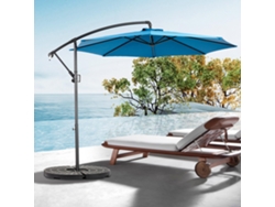 Sombrilla Rectangular Grande De 4,5 M Para Exteriores, De Doble Cara, Con Manivela (azul) (sin Base)