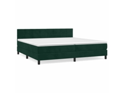 Maison Exclusive - Cama Box Spring Con Colchón Terciopelo Verde Oscuro 200x200 Cm