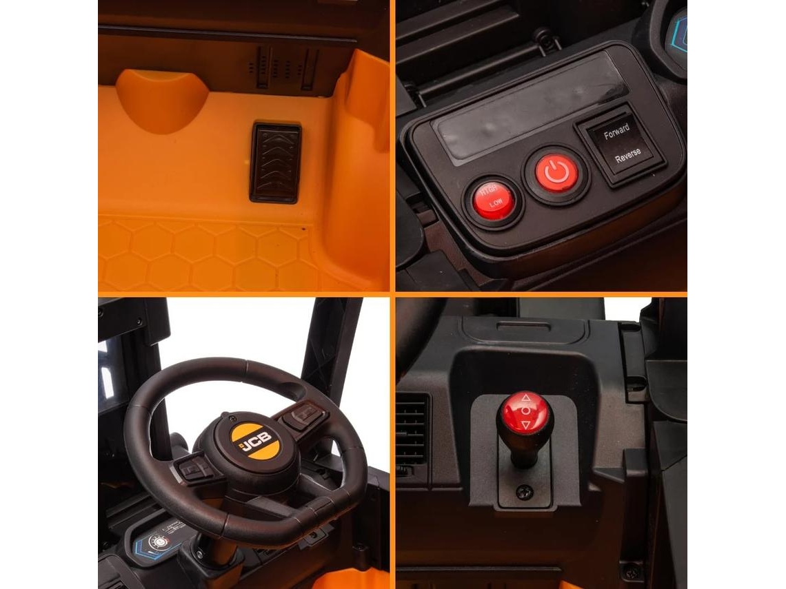 Carretilla Elevadora Eléctrica Para Niños - Jcb 12v - 2 A 6 Años - Amarillo