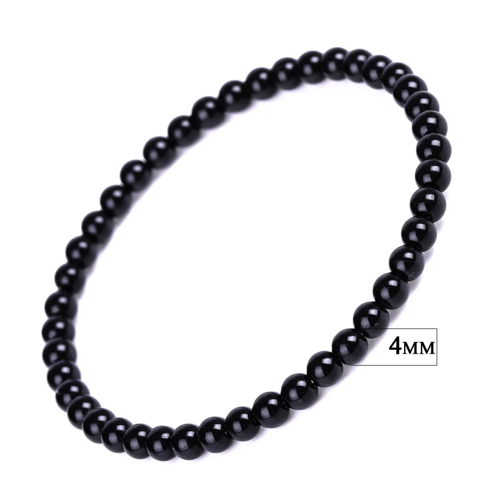 Pulsera De Obsidiana Budista Tibetana (4 Mm X 23 Cm) Para Hombres Y Mujeres, Amuleto, Brazalete De La Suerte.