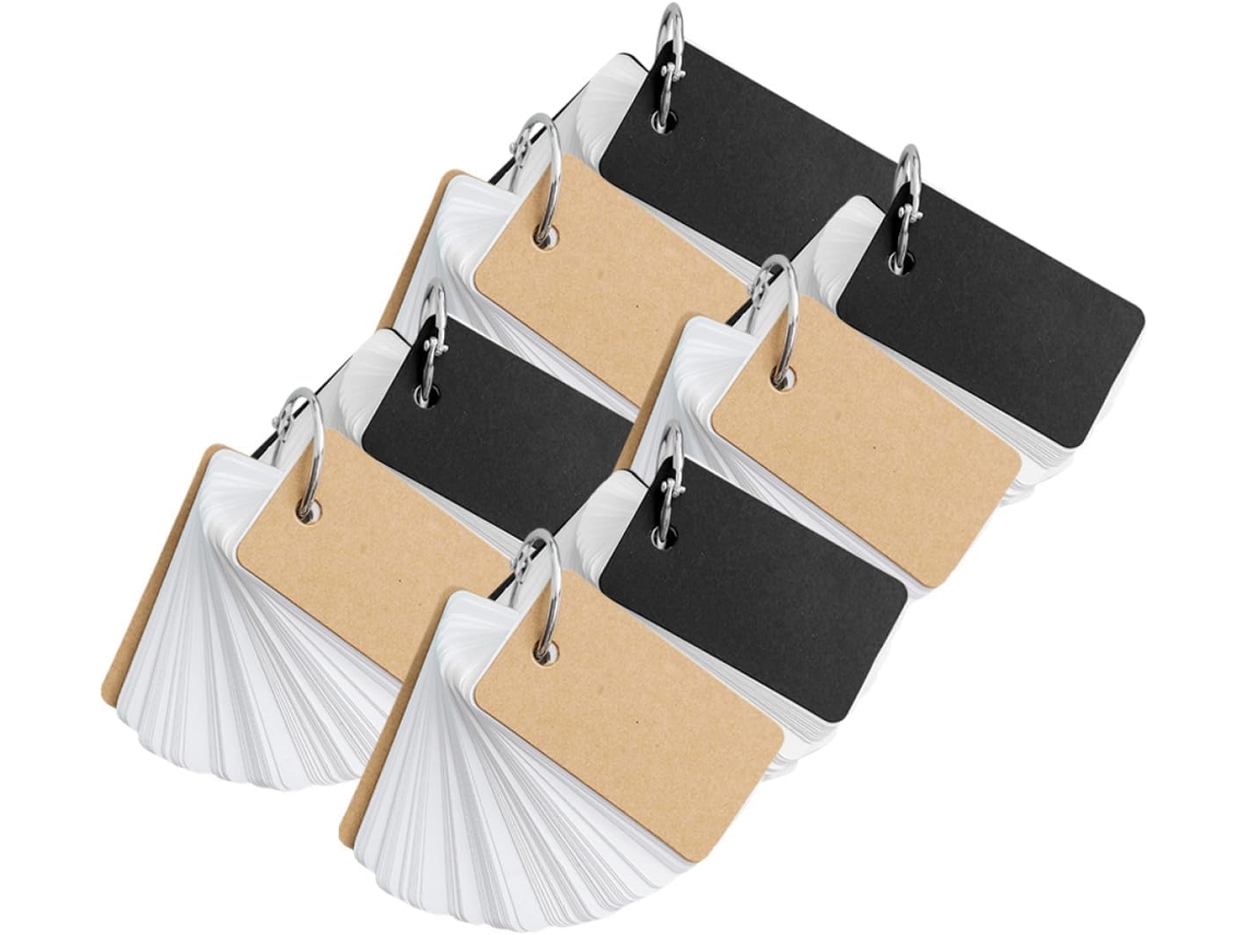 Juego De 8 Tarjetas De Repaso Gruesas En Papel Negro Y Kraft, Tamaño Portátil 10x15 Cm.
