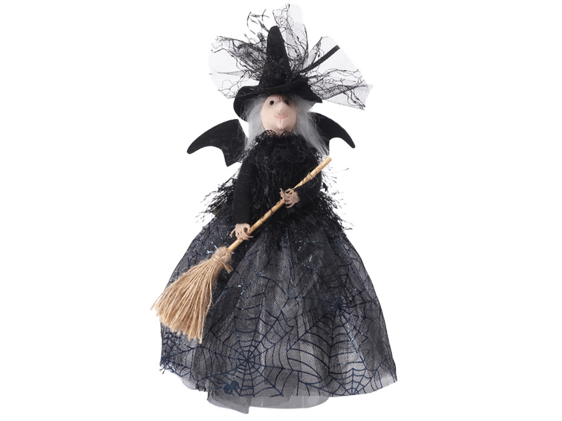 Muñeca Bruja para Decoración de Fiestas, Con Escoba Mágica NEVEANCE