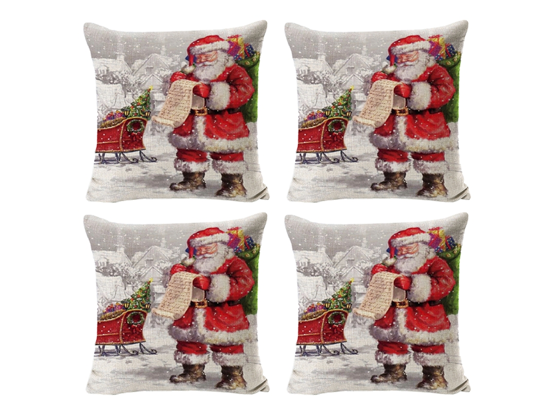 4 fundas de cojines navideños de lino, árbol de Navidad, muñeco de nieve, decoración navideña TRUYUETY