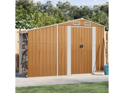 Caseta de jardín 277x93x179 cm acero galvanizado marrón LOVELY HOME