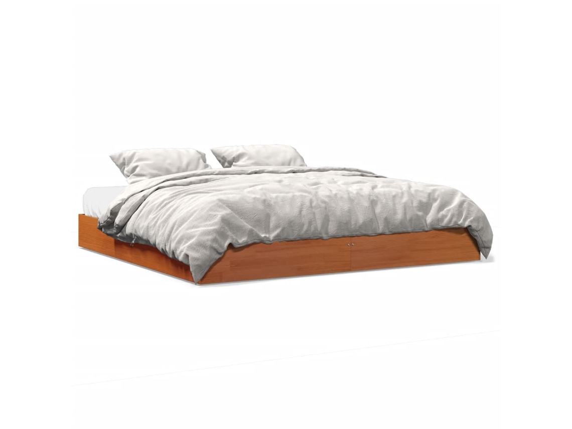 VIDAXL Estructura de cama madera maciza de pino encerado marrón (180x200 cm)