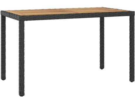 Mesa de jardín VIDAXL Negro Madera de acacia (123x60x74 cm)