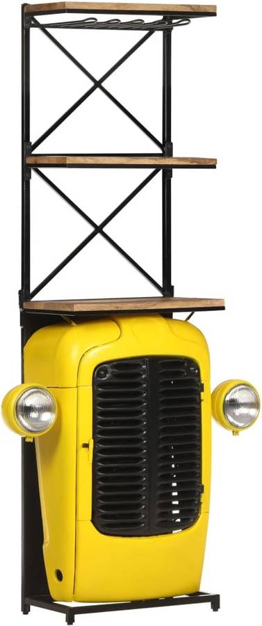 Rogal Armario Botellero tractor madera de mango amarillo 49x31x170 cm bodega vidaxl 49x31x172