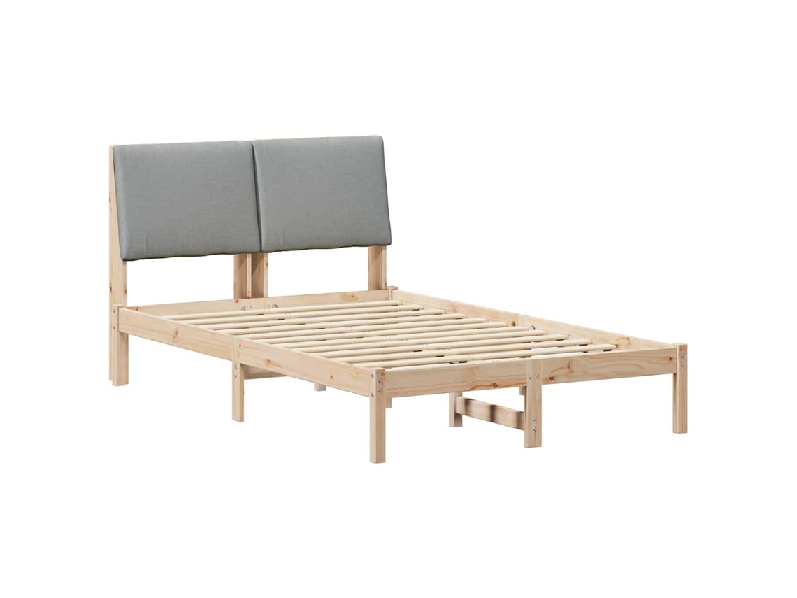 Cama De Matrimonio | Cama Para Adultos | Estructura De Cama Marrón Y Gris Claro 135 X 190 Cm
