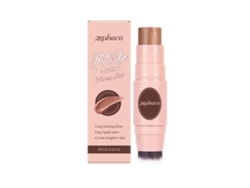 Brocha de maquillaje multiusos de doble punta color marrón champán.