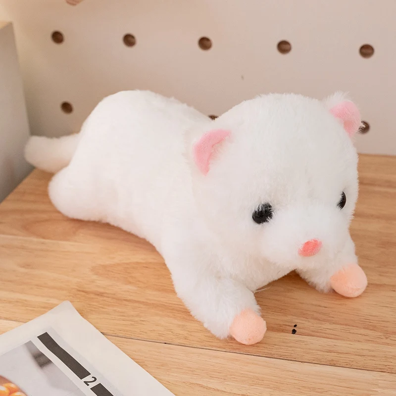 (blanco, 40 Cm) Lindo Muñeco De Peluche Realista De Visón Estilo Anime Con Dibujos Animados