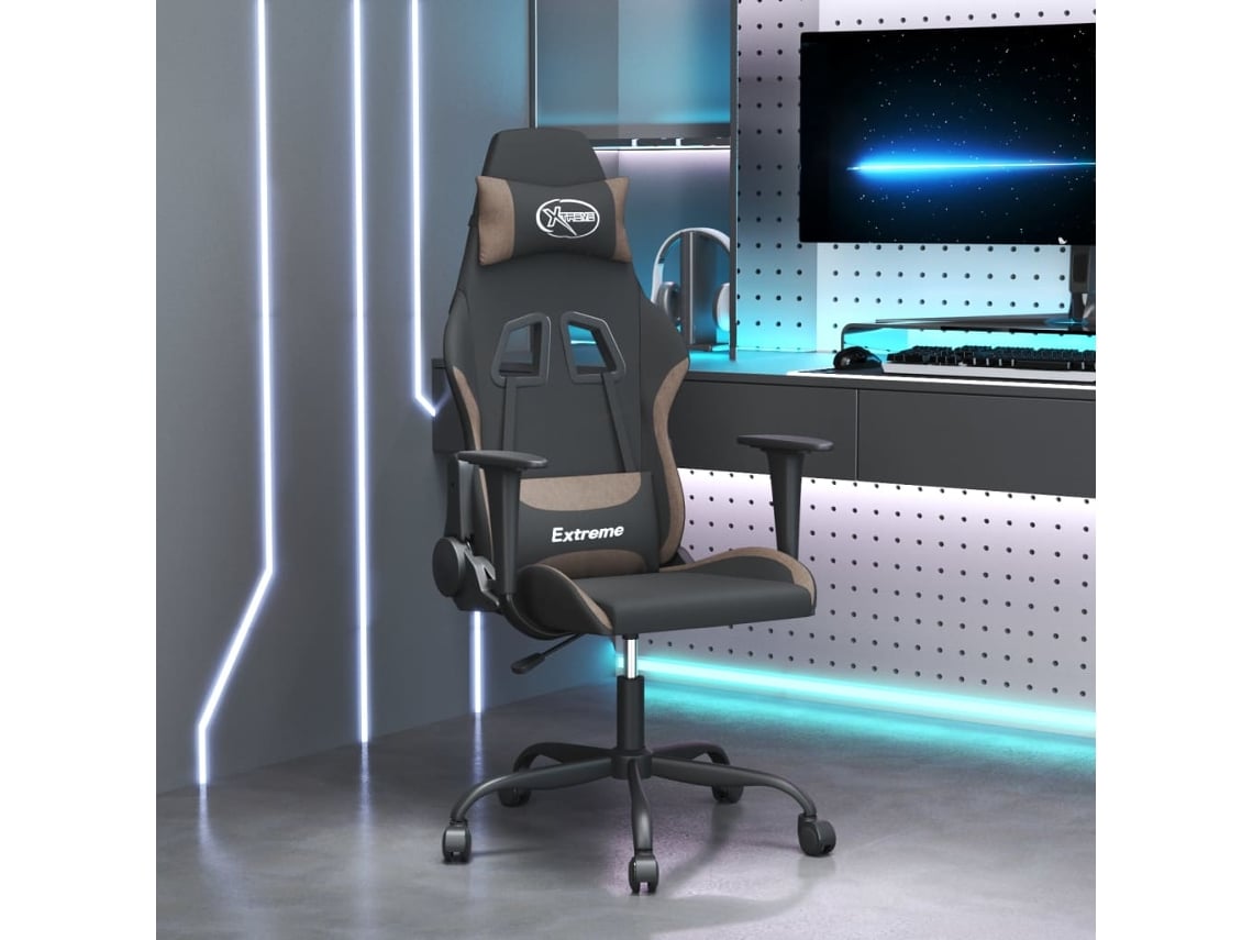 VIDAXL Silla Gaming Tela Negro Y Gris Taupe