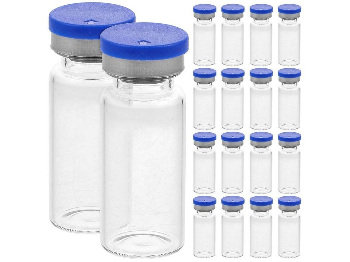 20 Frascos Vidrio Estériles Con Tapa Transparente Para Análisis Espacio Libre
