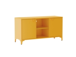 Aparador Moderno De 2 Puertas L120 Cm En Metal Amarillo