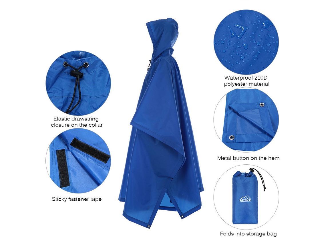 Parka Impermeable Multifuncional Y Ligera Con Capucha, Ideal Para Acampar, Hacer Senderismo, Ciclismo, Usar En Tiendas De Campaña Y Colchones.