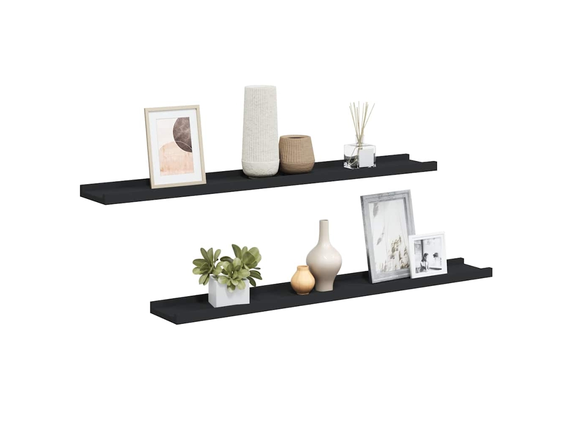 Maison Exclusive - Repisa Para Marcos De Fotos 2 Uds Mdf Negro 80x9x3 Cm