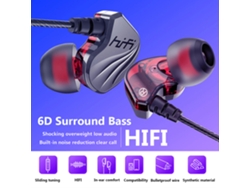 Auriculares Intrauditivos Con Graves Envolventes 6d, Resistentes Al Agua, Para Deportes Y Videojuegos, 3,5 Mm, Negro/rojo