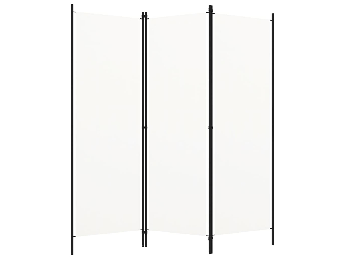 Biombo separador de ambientes, 3 paneles, 150 x 180 cm, tela blanca y planchado, Dec030738