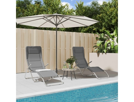 MAISON EXCLUSIVE - Tumbonas plegables 2 uds textilene acero con recubrimiento gris