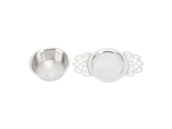Colador de té de acero inoxidable 304 con base aislante, malla fina, diseño floral