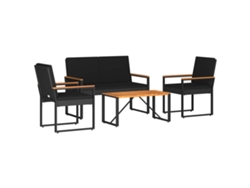 Maison Exclusive - Conjunto De Móveis Para Exterior 4 Pcs Preto Vime Pe