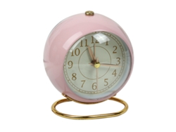 Despertador metálico pequeño, silencioso y sencillo, que funciona con pilas, para usar sobre el escritorio, ideal para la habitación de un estudiante, de color rosa.