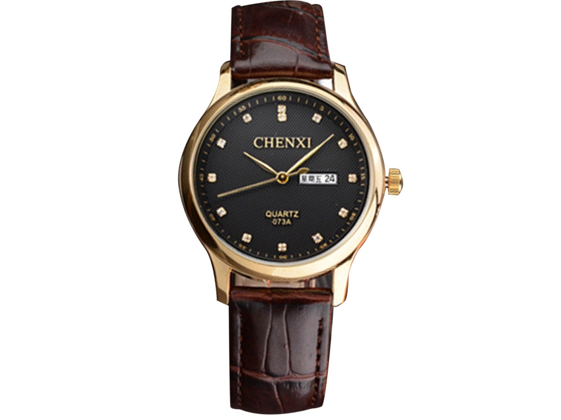 Reloj Hombre Business De Cuarzo De Piel Doble Calendario Negro No Mecánico