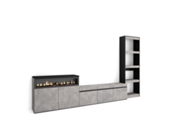 Muebles de Salón para TV 310x186x35cm Para TV hasta 65 Chimenea eléctrica Cemento