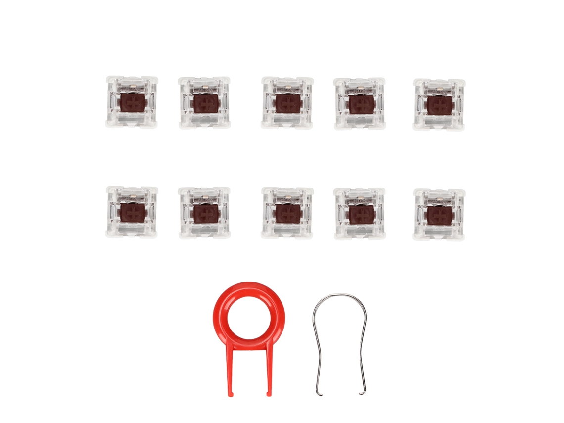 10 interruptores mecánicos para teclado, ABS marrón de primera calidad, estructura delicada, larga durabilidad.